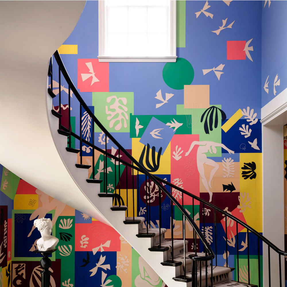 Обои ручная роспись в стиле Арт-деко Jazz Special Colourway on dyed silk with embroidery