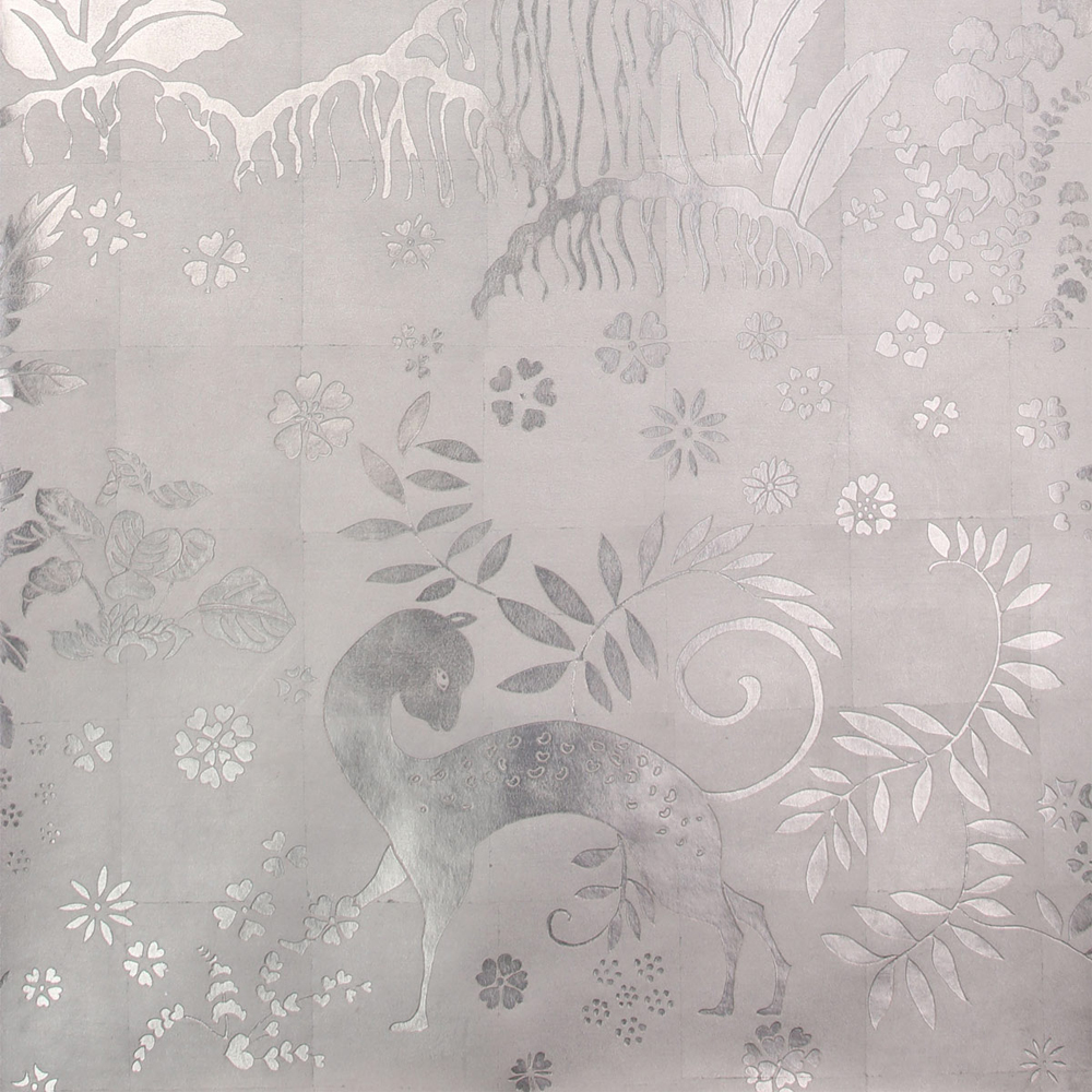 Обои ручная роспись в стиле Арт-деко Rateau Bas Relief on Tarnished Silver gilded paper