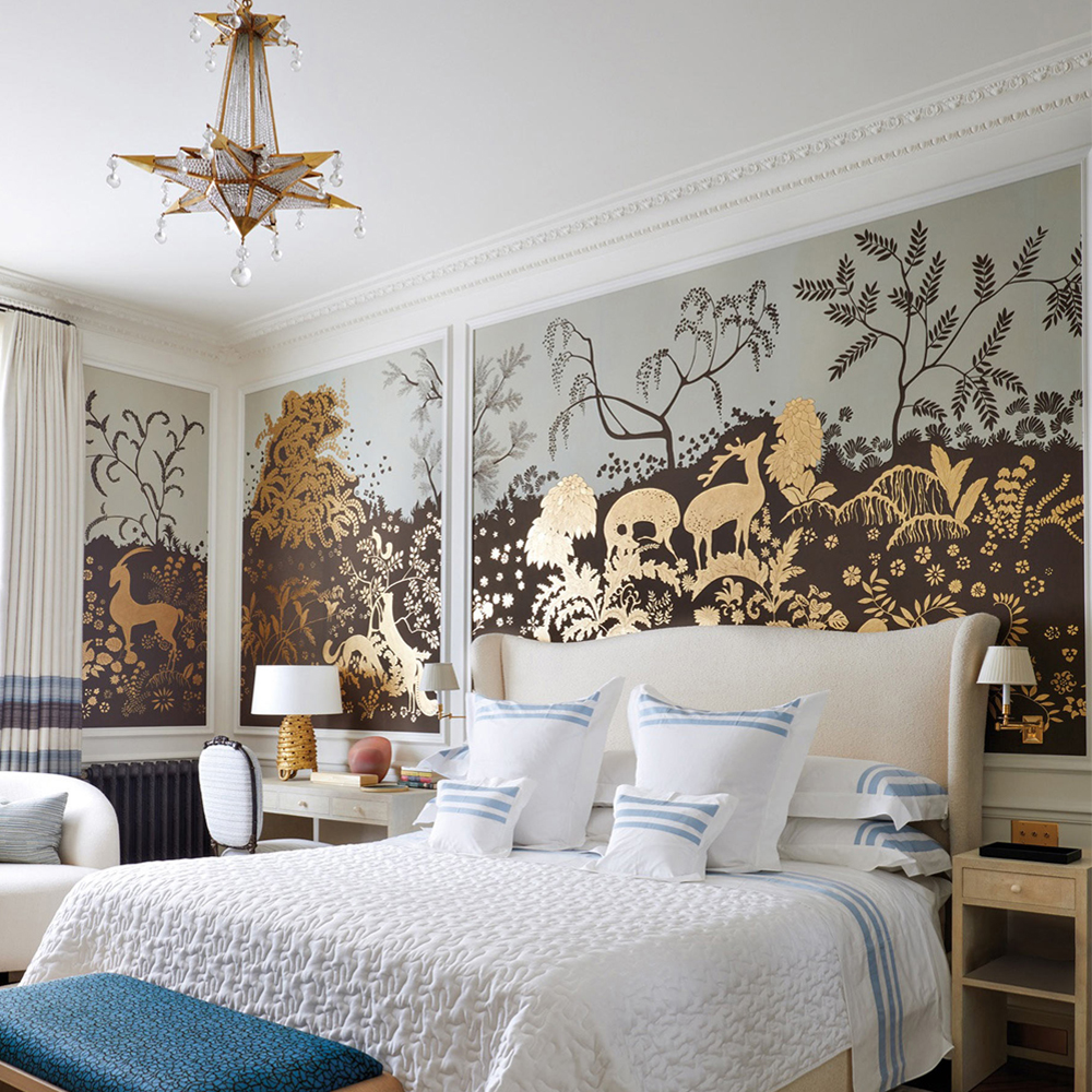 Обои ручная роспись в стиле Арт-деко Rateau Colourway SC-243 on Deep Rich Gold gilded paper