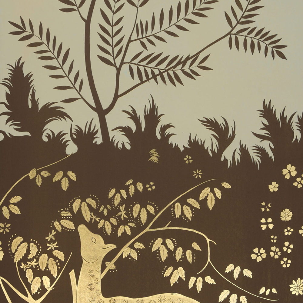 Обои ручная роспись в стиле Арт-деко Rateau Colourway SC-243 on Deep Rich Gold gilded paper
