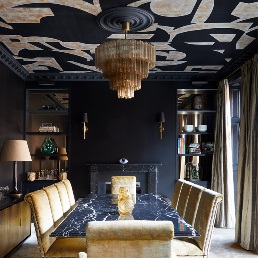 Обои ручная роспись в стиле Арт-деко Symphony Original colourway on Flint silk dupion