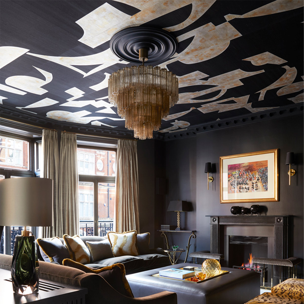 Обои ручная роспись в стиле Арт-деко Symphony Original colourway on Flint silk dupion