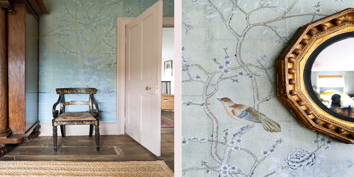 Обои ручной работы Earlham Blue Gray