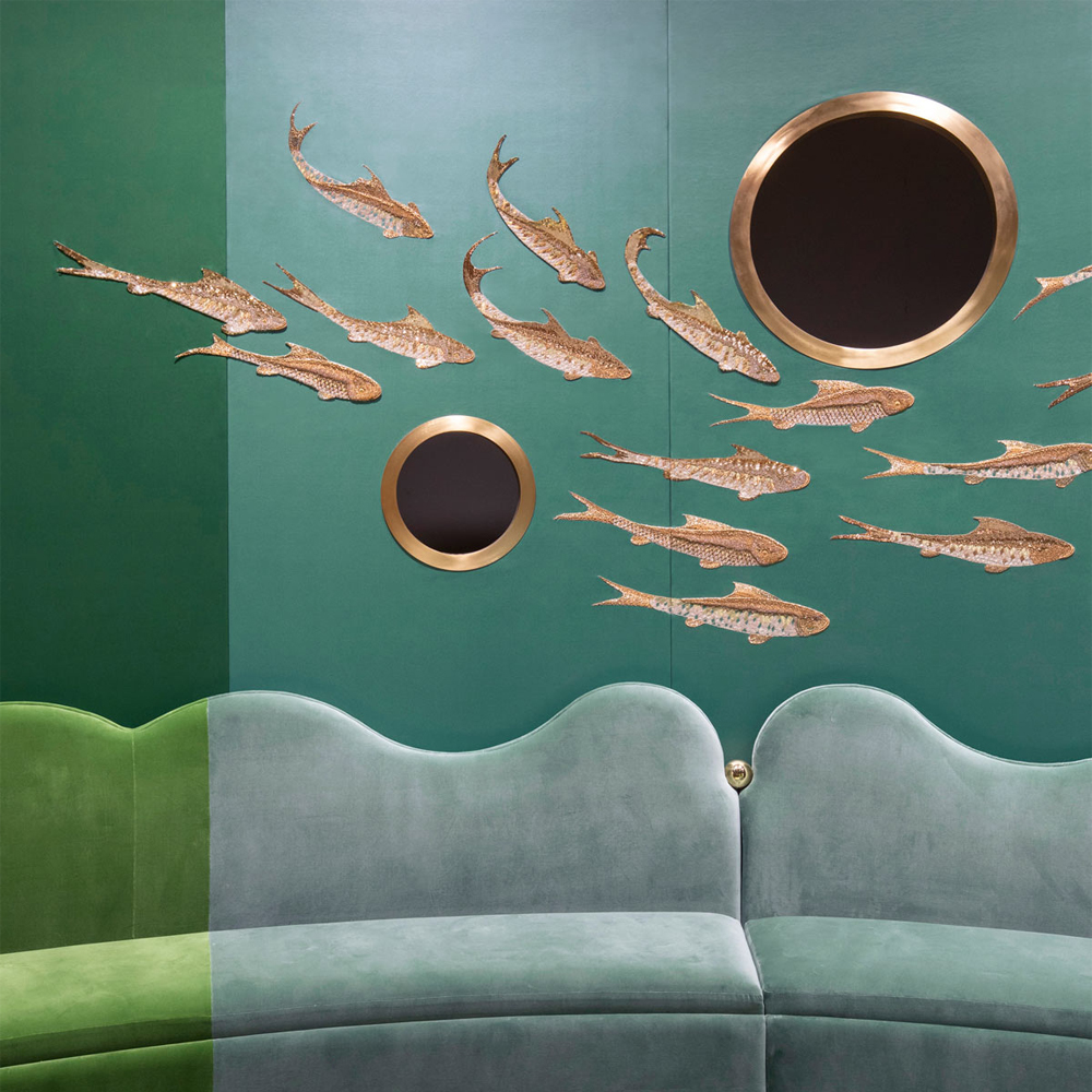 Обои с вышивкой ручной работы Deco Fish Original colourway