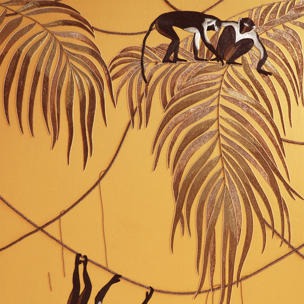 Обои с вышивкой ручной работы Étienne Original colourway on wool sateen