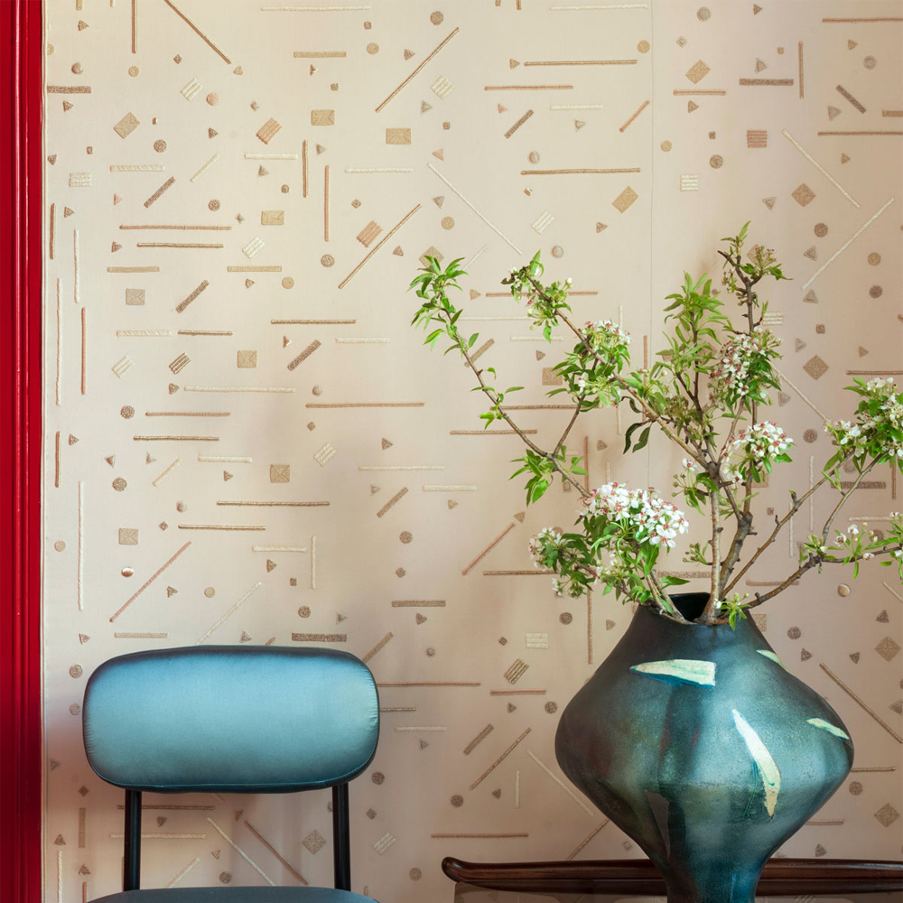 Обои с вышивкой ручной работы Glyph Original colourway on wool sateen