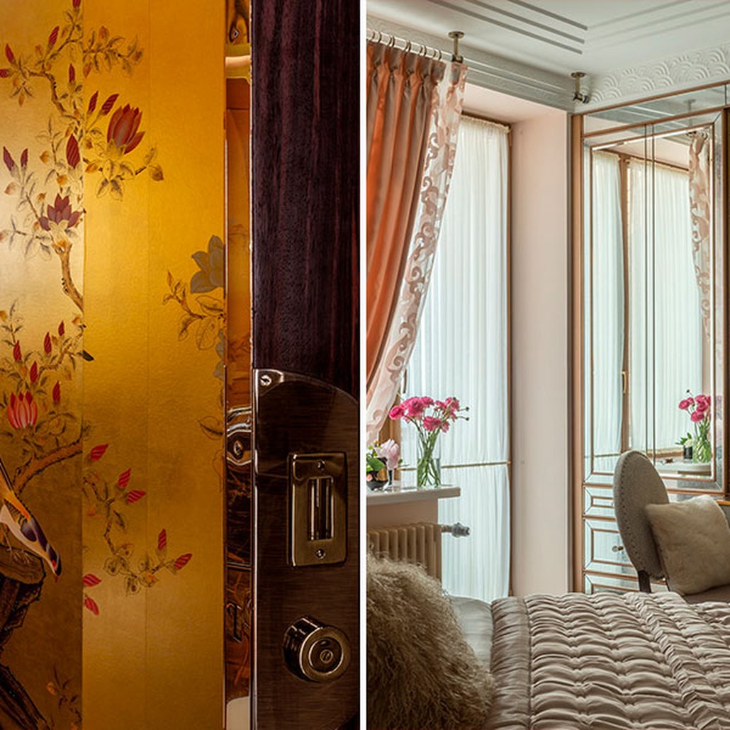 Обои шинуазри Japanese Garden Original colourway on Deep Rich Gold gilded paper