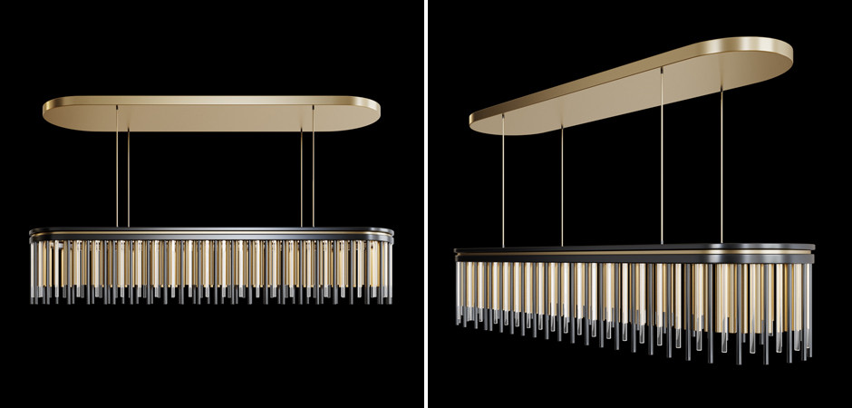 Овальная латунная люстра Coliseum Black