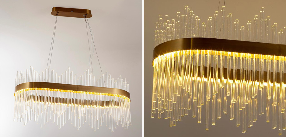 Овальная светодиодная люстра Flutes с Хрустальными вставками