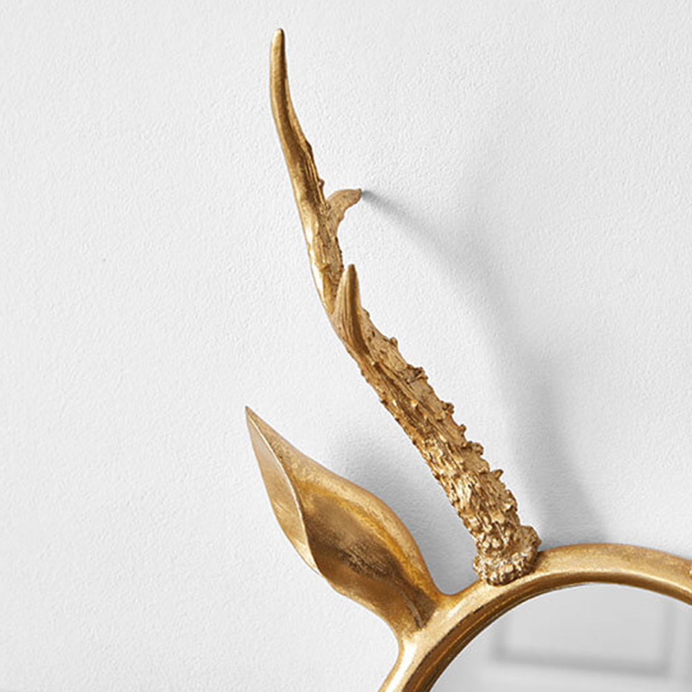Овальное зеркало с декором оленьи рога Golden Deer Mirror