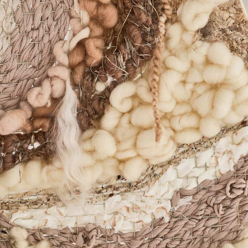 Овальный Современный Гобелен Абстракция в бежевых тонах Shallow