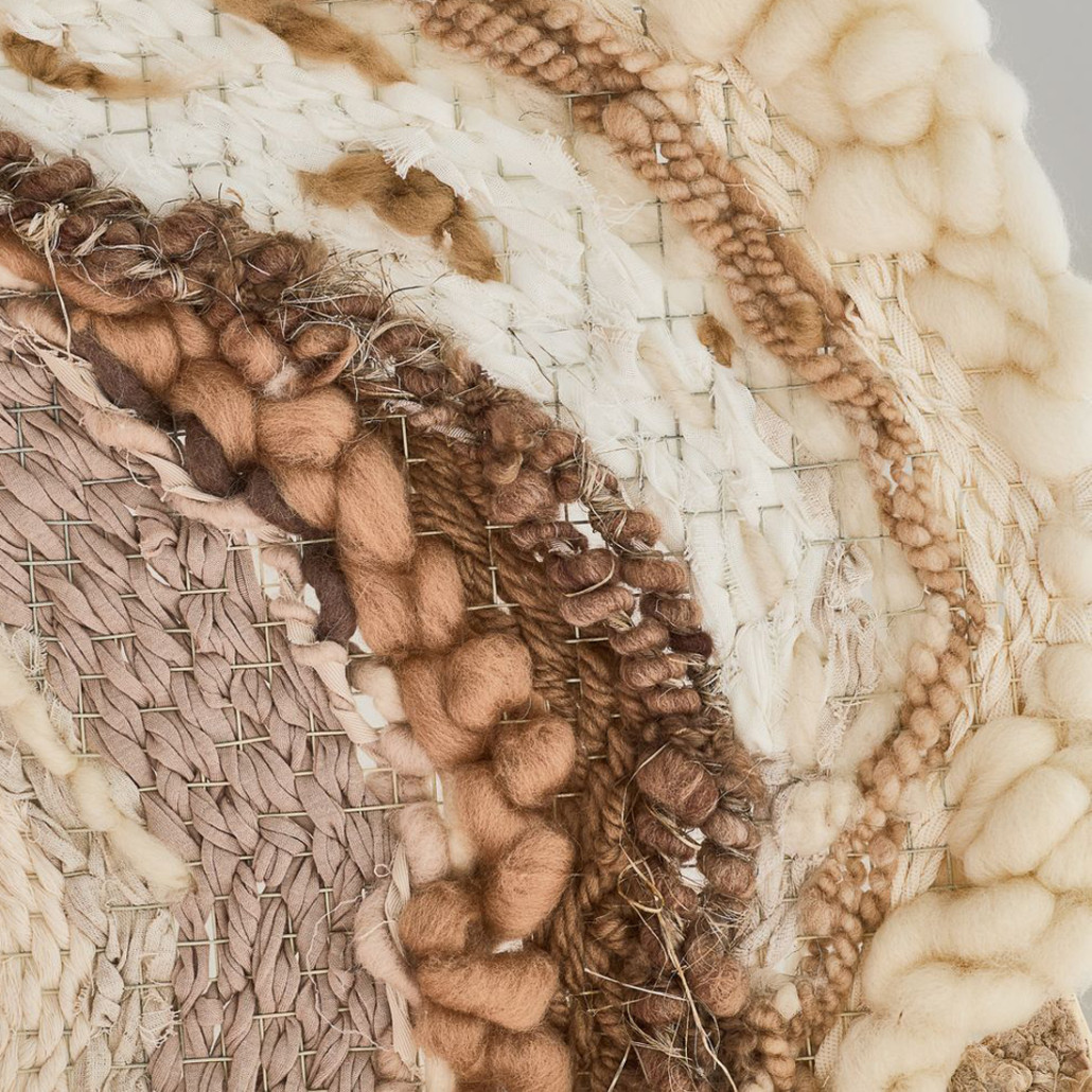 Овальный Современный Гобелен Абстракция в бежевых тонах Shallow