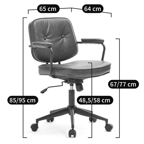 Офисное кресло в винтажном стиле на колёсах Glenn Dark Grey Chair