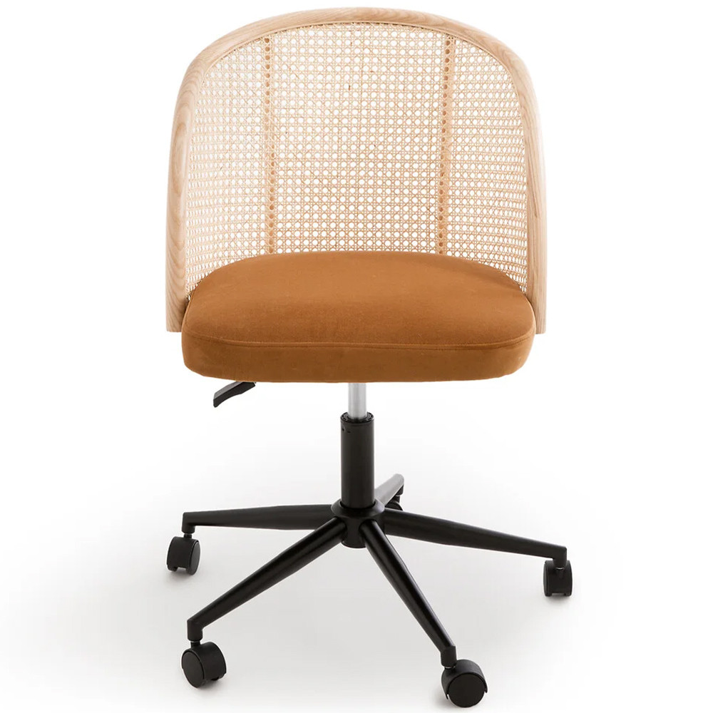 Офисное кресло из велюра и ротанга Eilwen Rattan Wicker Chair