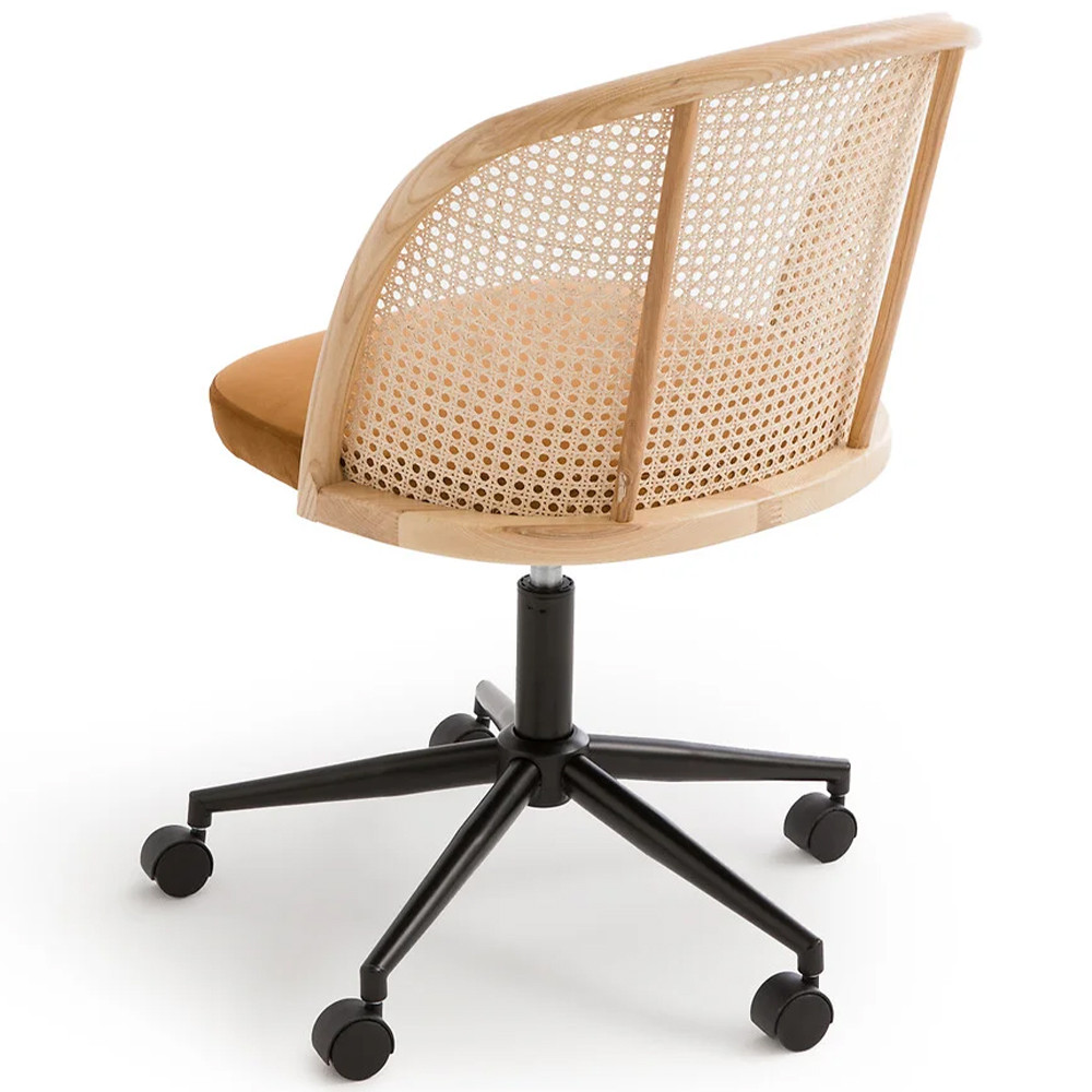 Офисное кресло из велюра и ротанга Eilwen Rattan Wicker Chair