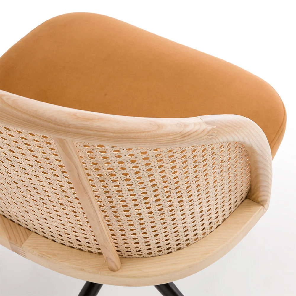 Офисное кресло из велюра и ротанга Eilwen Rattan Wicker Chair