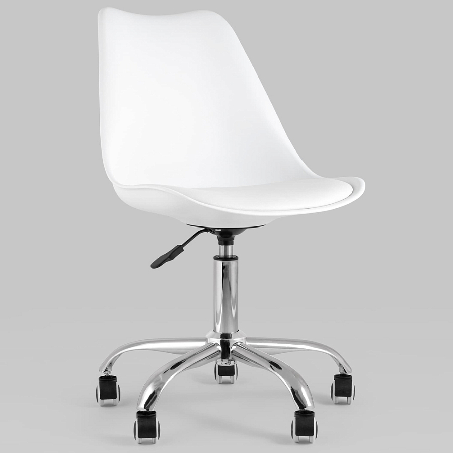 Офисный стул на металлическом основании EGGERY White пластик