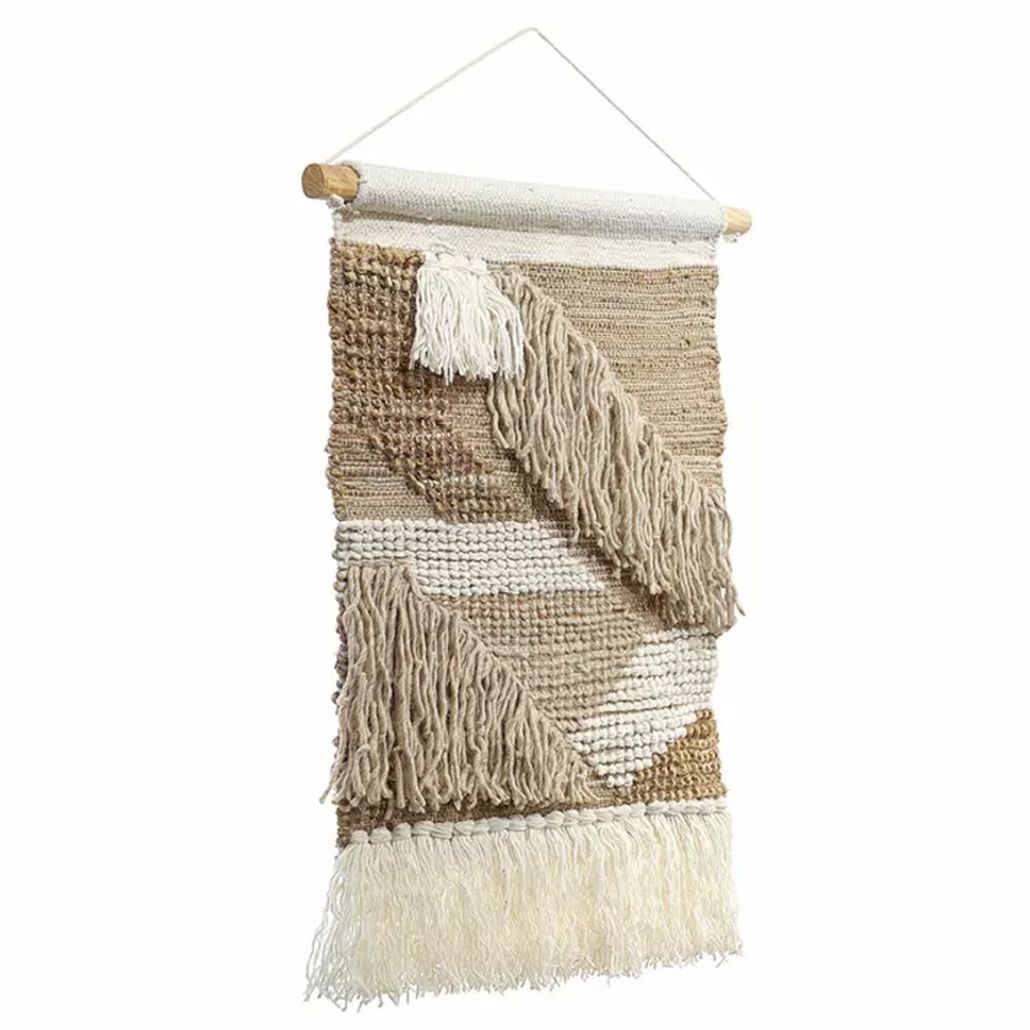 Панно из шерсти и хлопка с узором Beige Calista Cascade