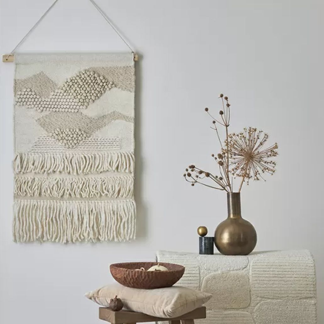 Панно из шерсти и хлопка с узором Beige Calista Serene