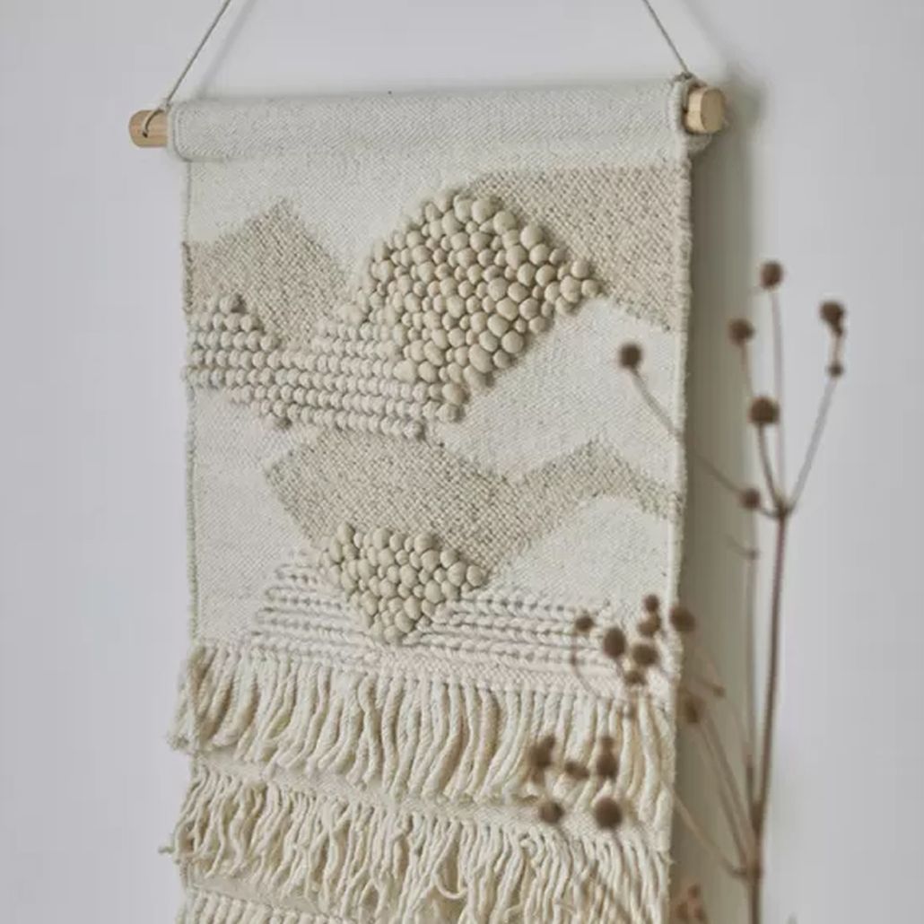 Панно из шерсти и хлопка с узором Beige Calista Serene