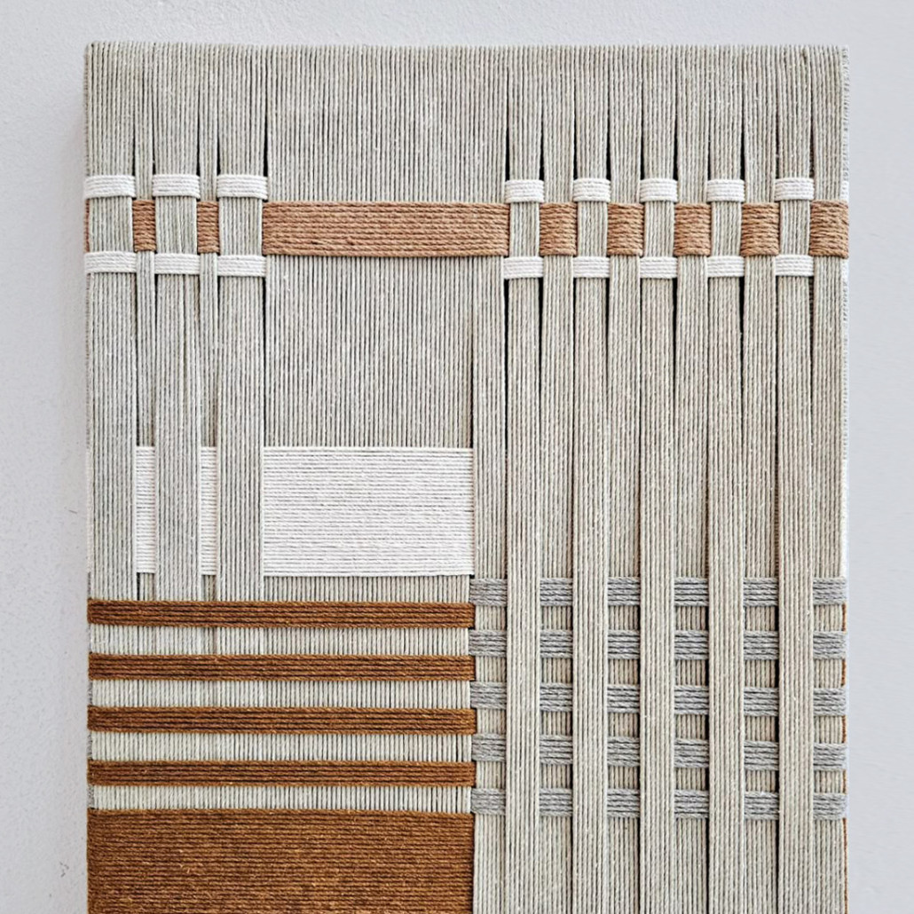 Панно из шнура Бежевая геометрическая абстракция wall panel line beige