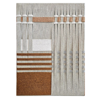 Панно из шнура Бежевая геометрическая абстракция wall panel line beige