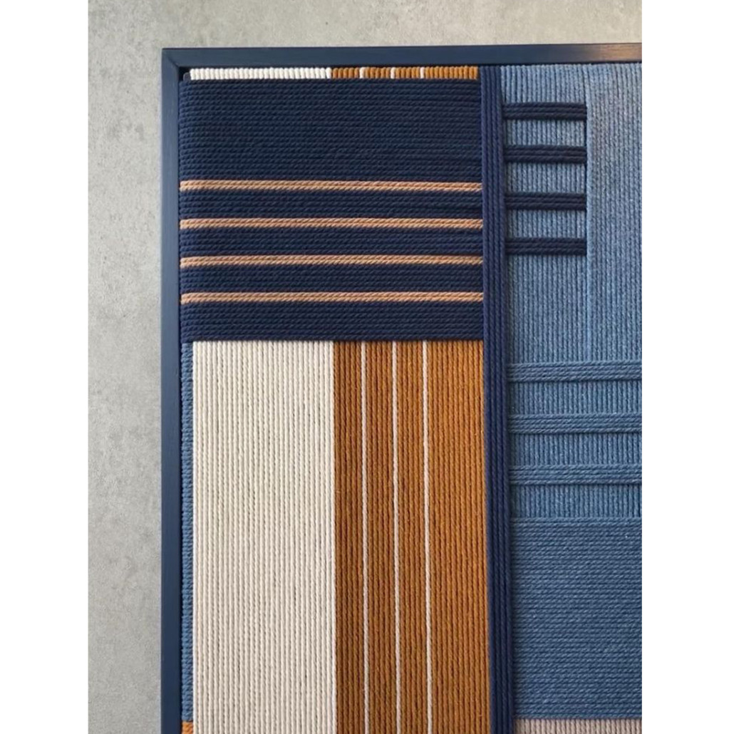 Панно из шнура Синяя геометрическая абстракция wall panel line Blue