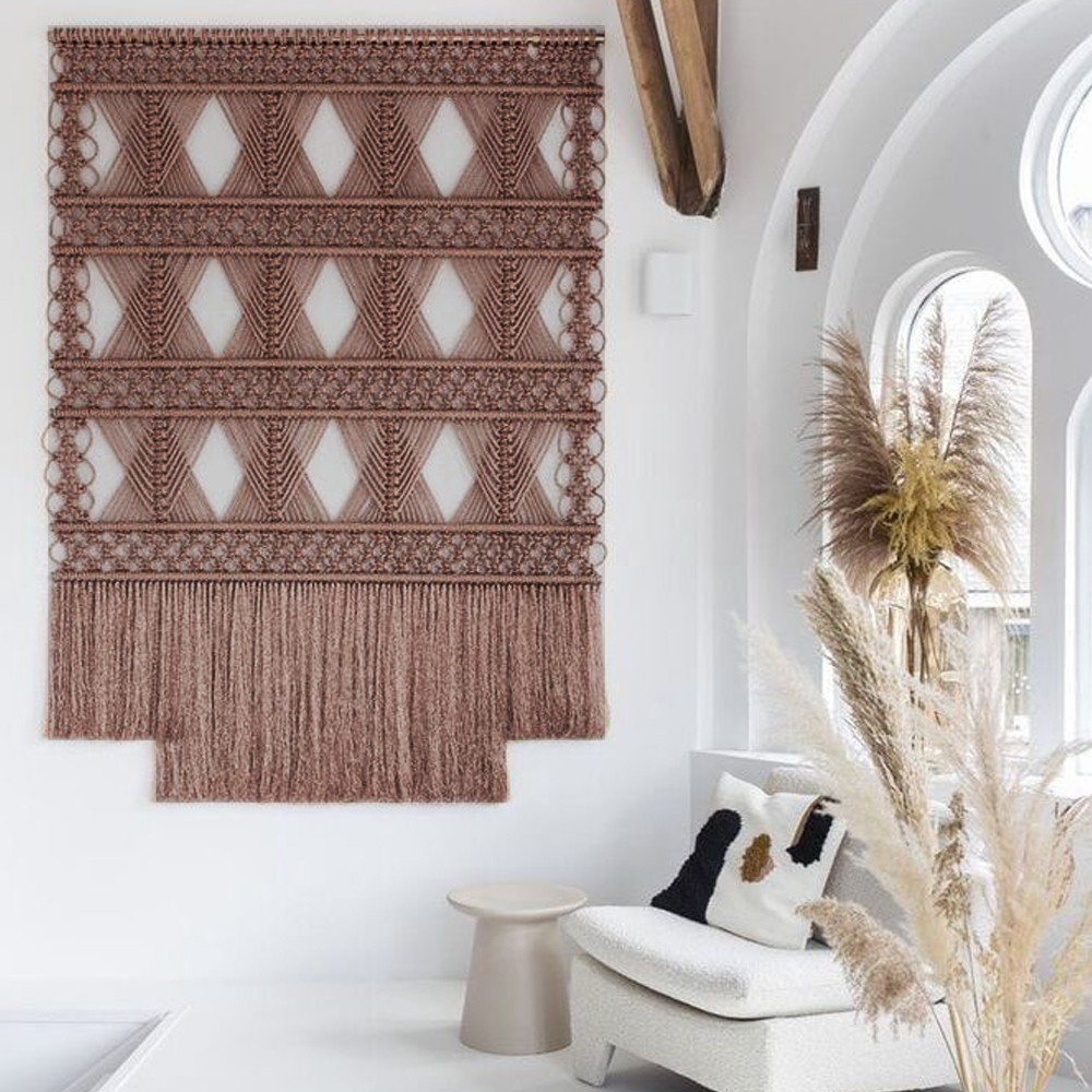 Панно Макраме коричневый цвет