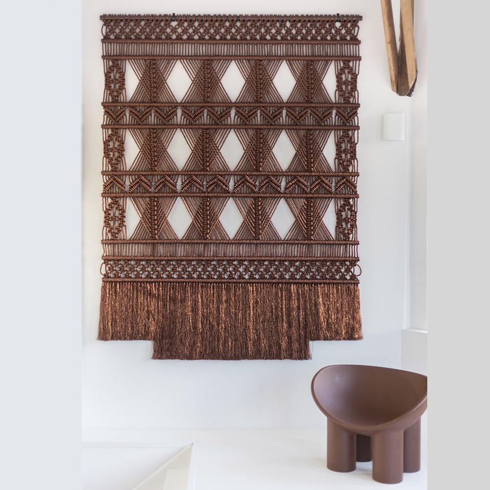 Панно Макраме коричневый цвет