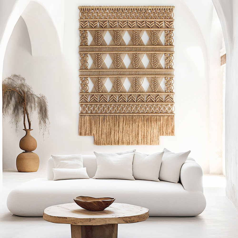 Панно на стену плетеное Макраме бежевый цвет