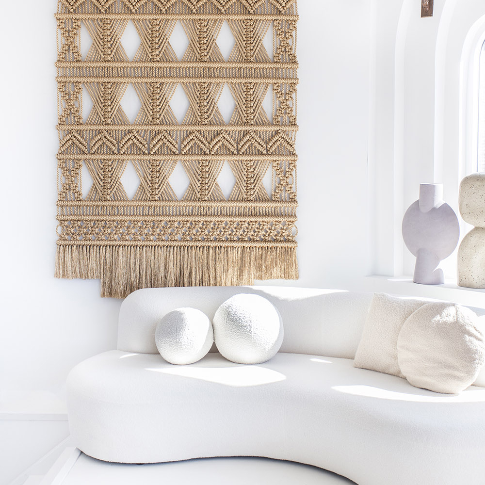 Панно на стену плетеное Макраме бежевый цвет