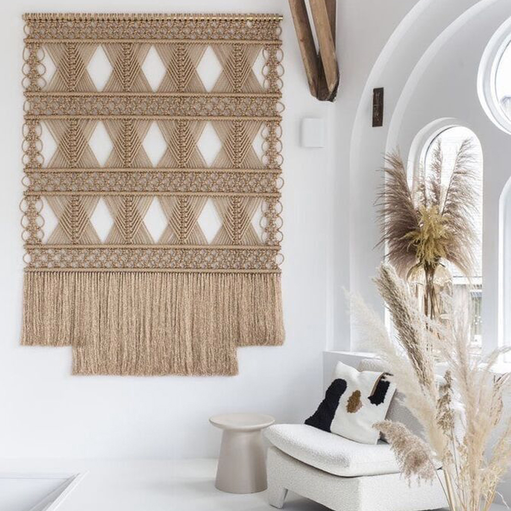 Панно на стену плетеное Макраме бежевый цвет