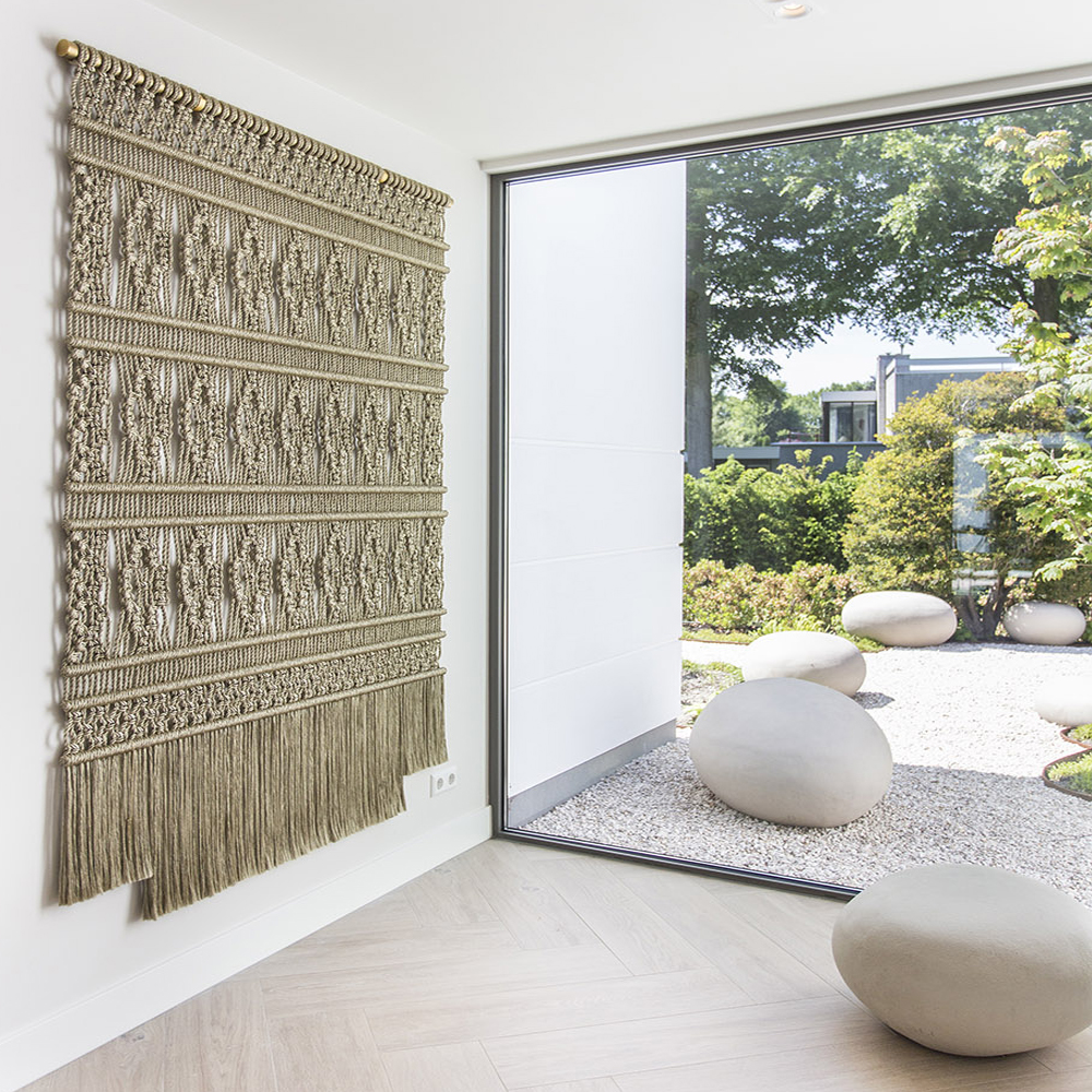 Панно на стену плетеное Макраме бежевый цвет
