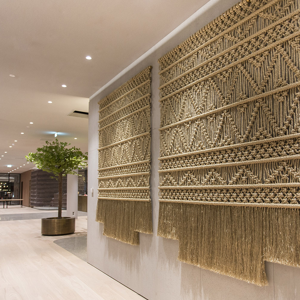 Панно на стену плетеное Макраме бежевый цвет