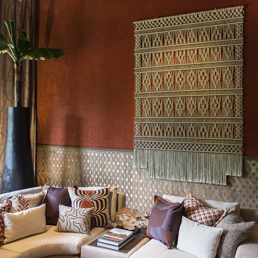 Панно на стену плетеное Макраме бежевый цвет
