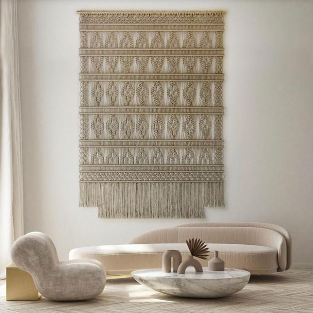 Панно на стену плетеное Макраме бежевый цвет