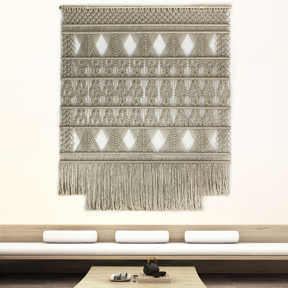Панно на стену плетеное Макраме бежевый цвет