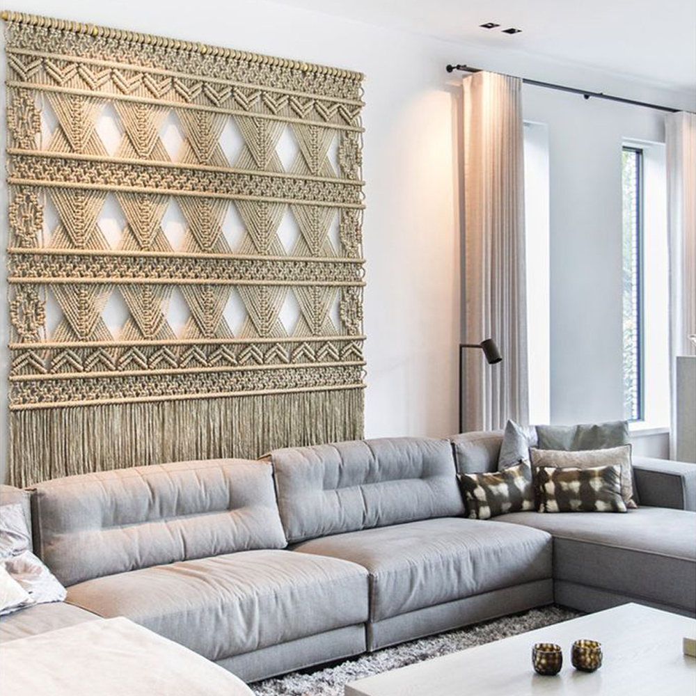 Панно на стену плетеное Макраме бежевый цвет