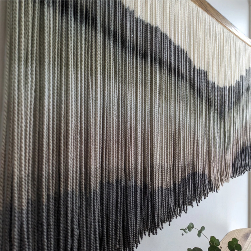Пейзаж из нитей Макраме Wall decor Black and White Landscape