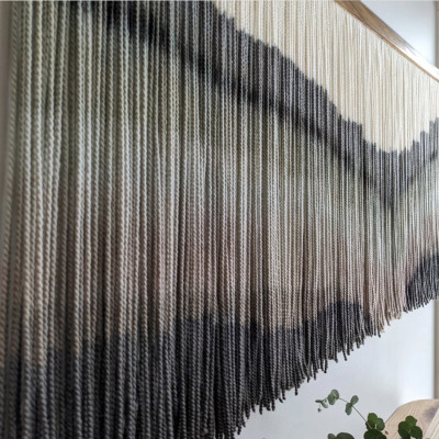 Пейзаж из нитей Макраме Wall decor Black and White Landscape