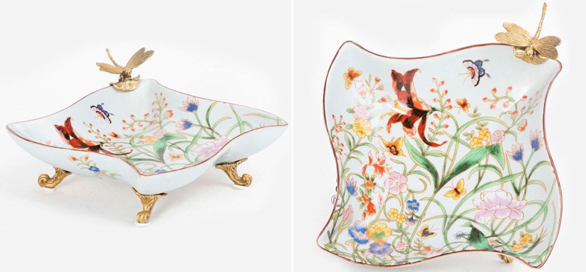 Пепельница фарфоровая с фигуркой стрекозы Dragonfly