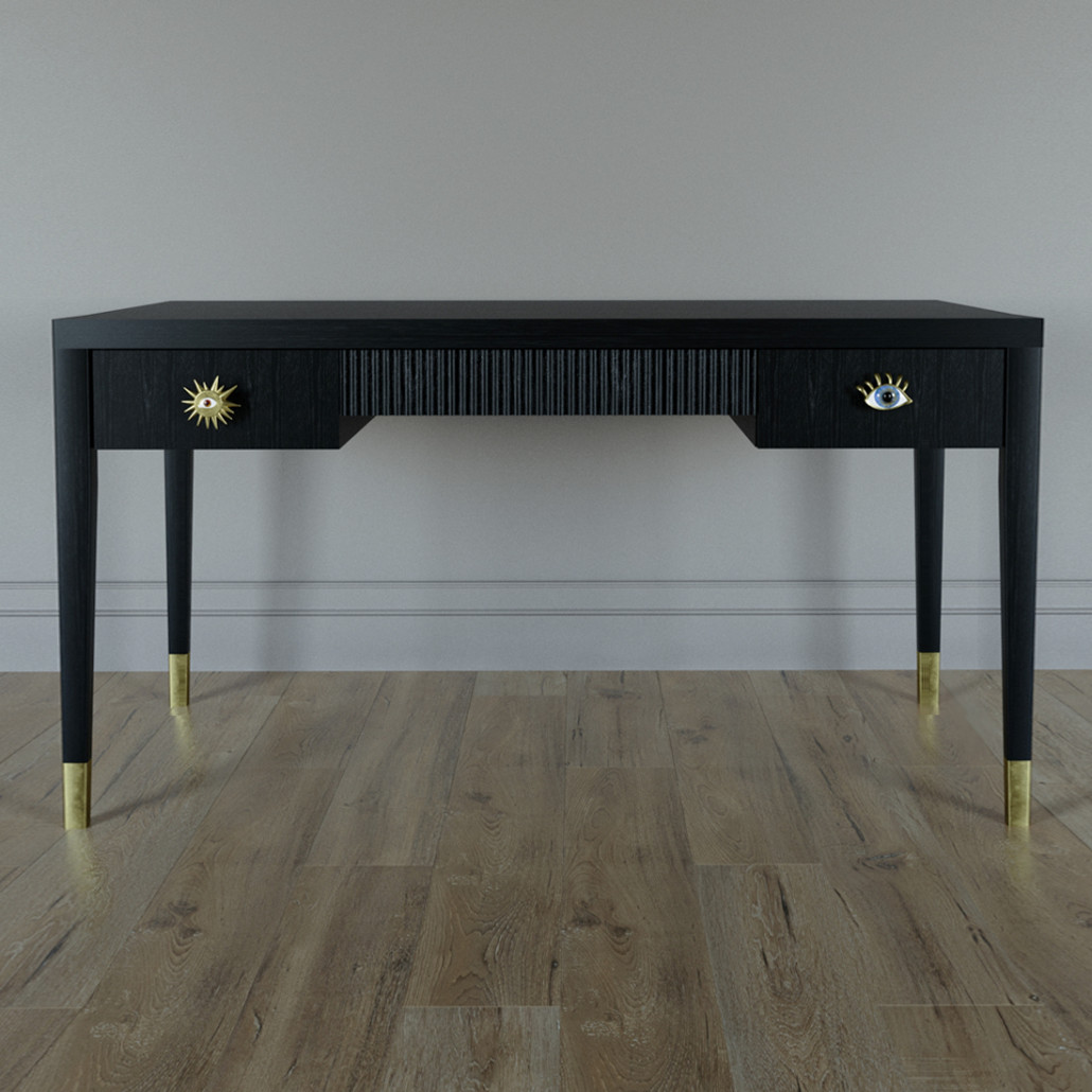 Письменный стол Elsa Dreams Black Шпон дерево с двумя ящиками