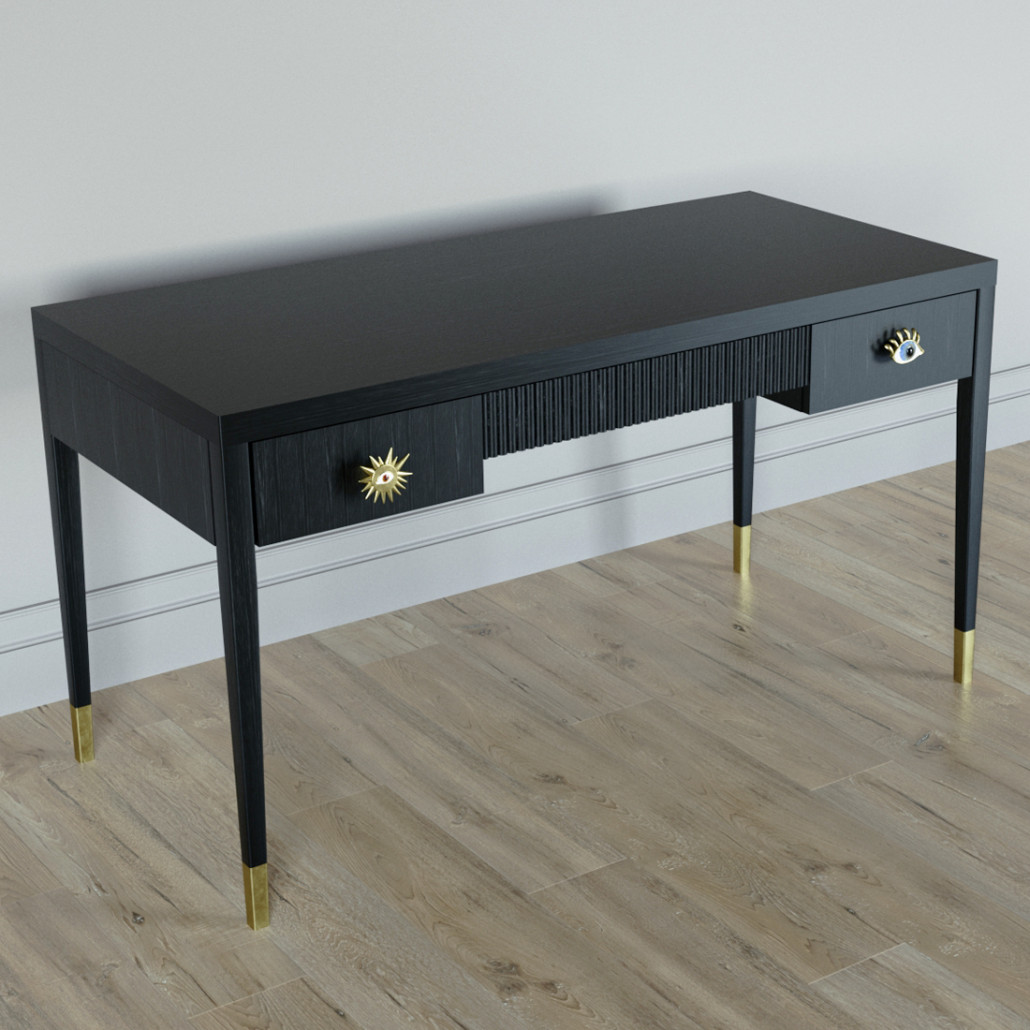 Письменный стол Elsa Dreams Black Шпон дерево с двумя ящиками