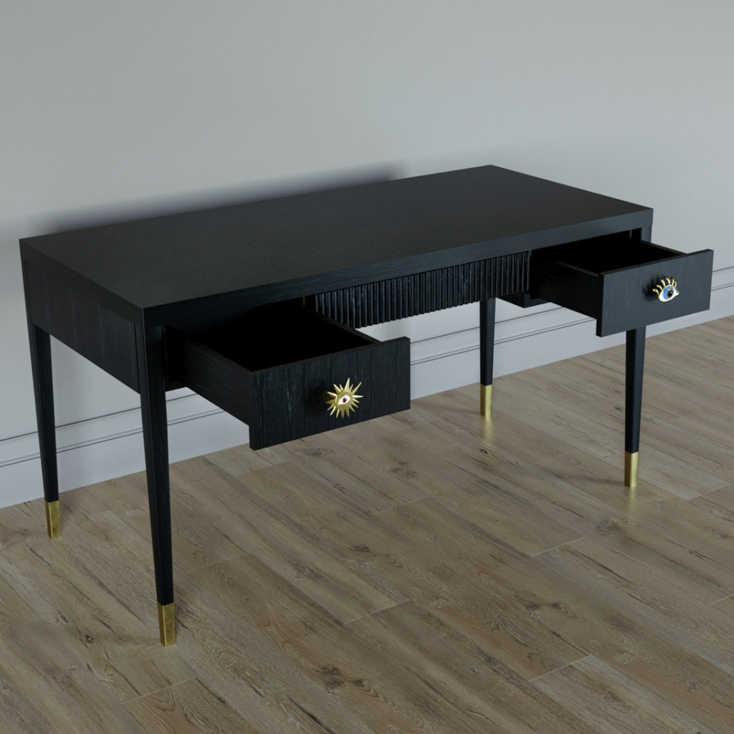 Письменный стол Elsa Dreams Black Шпон дерево с двумя ящиками