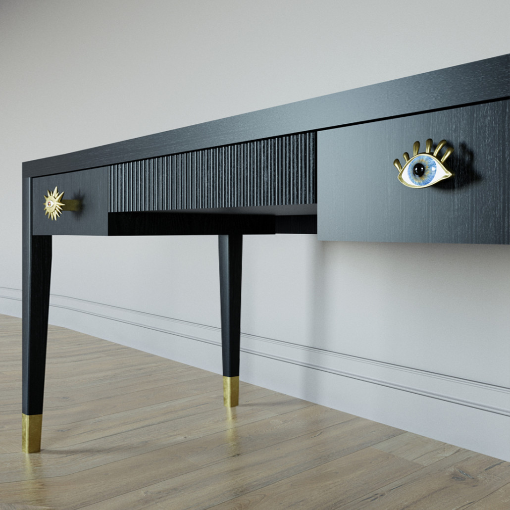 Письменный стол Elsa Dreams Black Шпон дерево с двумя ящиками