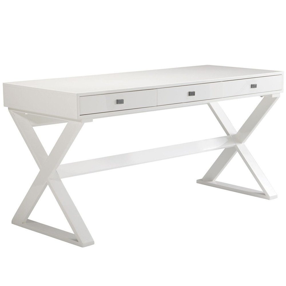 Письменный стол белый с 3-мя ящиками и крестообразным основанием Ymercte