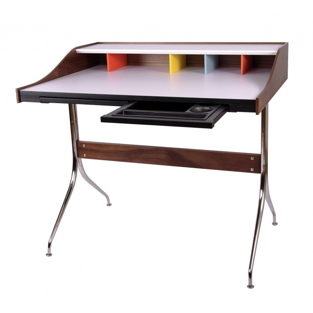 Письменный стол с 2-мя чёрными выдвижными ящиками и нишей с цветными разделителями Ballan