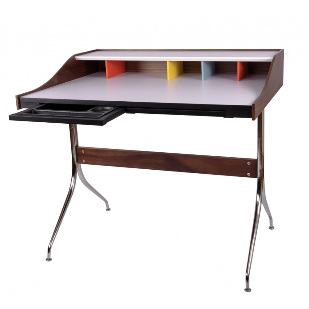 Письменный стол с 2-мя чёрными выдвижными ящиками и нишей с цветными разделителями Ballan