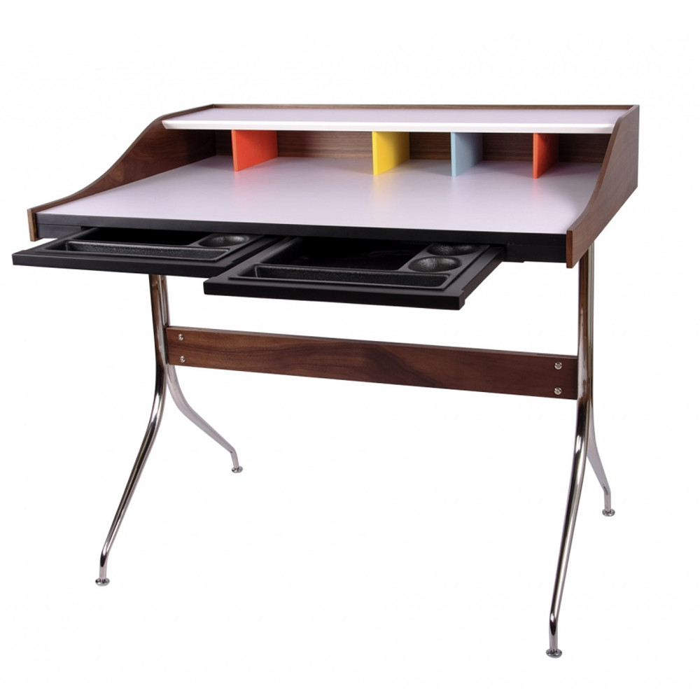 Письменный стол с 2-мя чёрными выдвижными ящиками и нишей с цветными разделителями Ballan