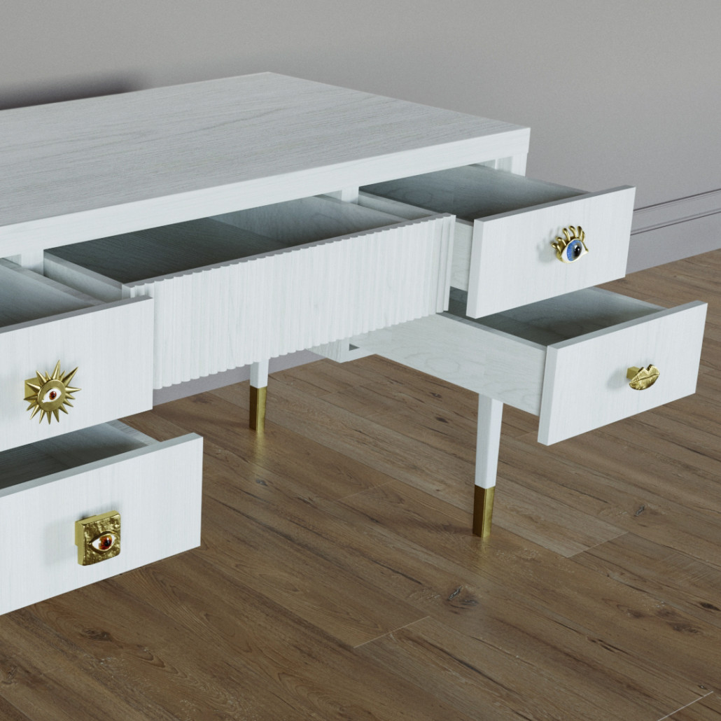 Письменный стол с 4-мя ящиками Elsa Dreams White